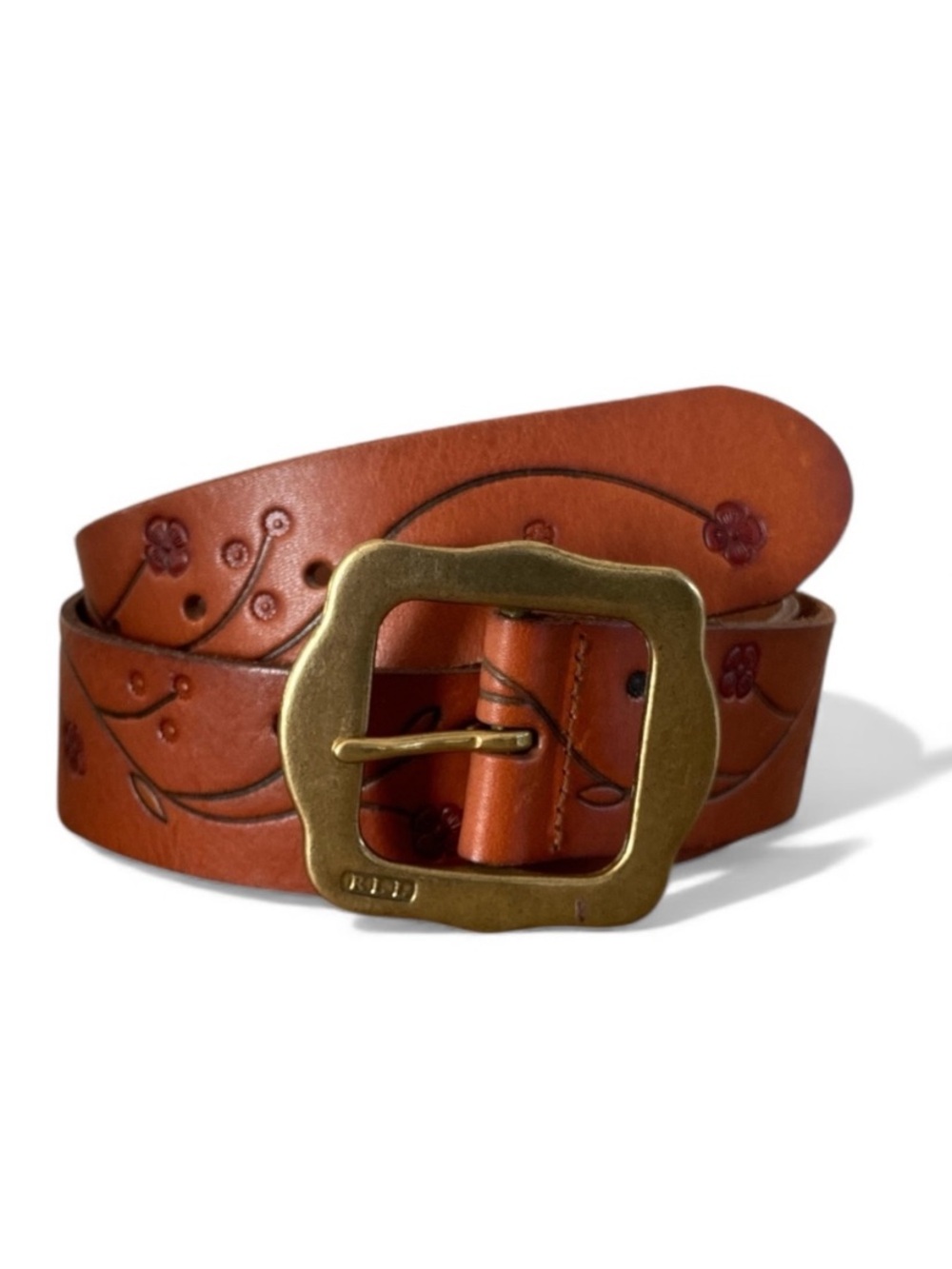 Lauren Ralph Lauren Flower Embossed Leather Belt